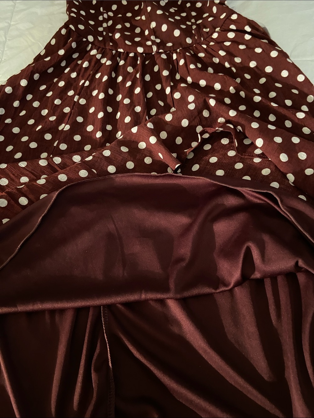 Brown Polka Dot Spaghetti Strap Dress - Picture 7 of 14